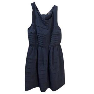 Pleated Navy Sleeveless Fit & Flare Dress Womens Size‎ S